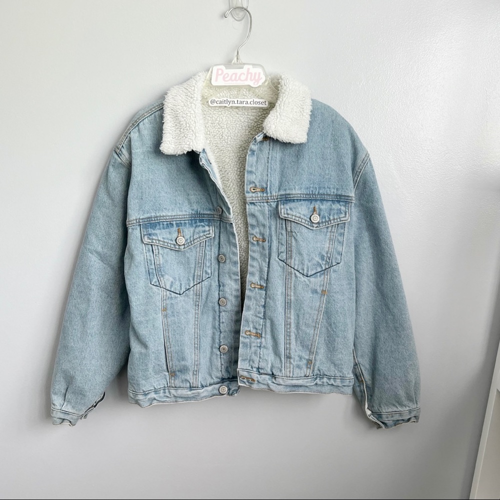 brandy melville shaine denim sherpa coat